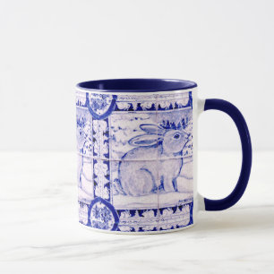 Blauwe en witte konijn winter of kerstmis Mok