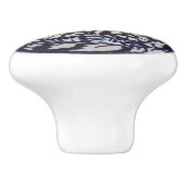 Blauwe en witte konijnenbak Doordham Keramische Knop (Zijkant)