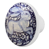 Blauwe en witte konijnenbak Doordham Keramische Knop (Rechts)