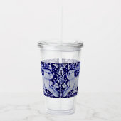 Blauwe en witte konijnenkonijn Tegel Wraparound Ar Acryl Drinkbeker (Rechts)