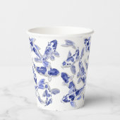 Blauwe en witte koolvis papieren bekers (Achterkant)