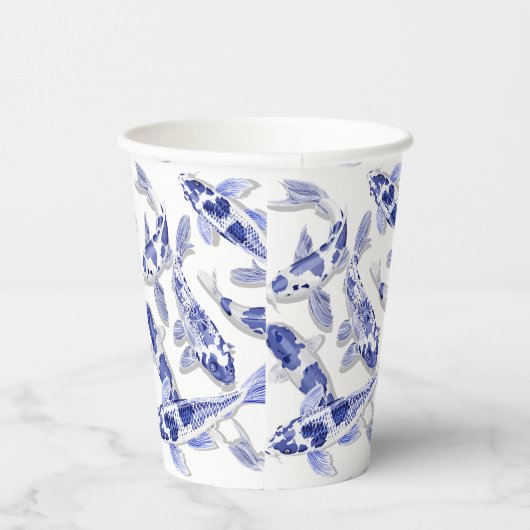 Blauwe en witte koolvis papieren bekers (Rechts)