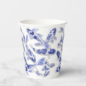 Blauwe en witte koolvis papieren bekers (Voorkant)