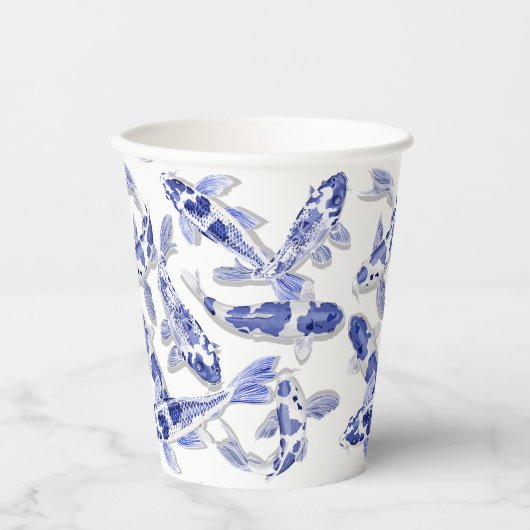 Blauwe en witte koolvis papieren bekers (Voorkant)
