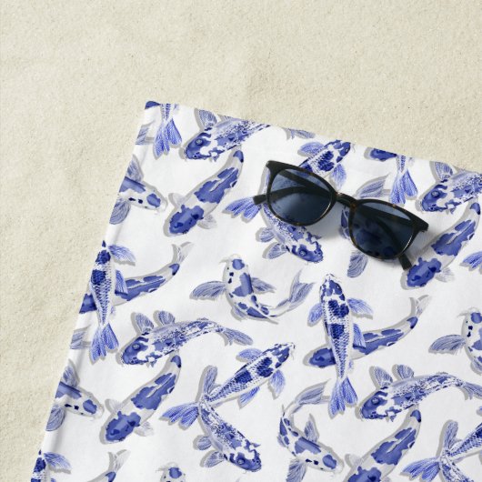 Blauwe en witte koolvis strandlaken (In situ)