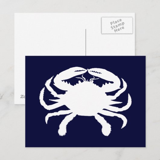 Blauwe en witte krabvorm briefkaart (Voorkant / Achterkant)