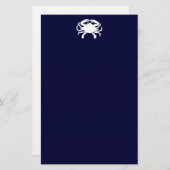 Blauwe en witte krabvorm briefpapier (Voorkant / Achterkant)