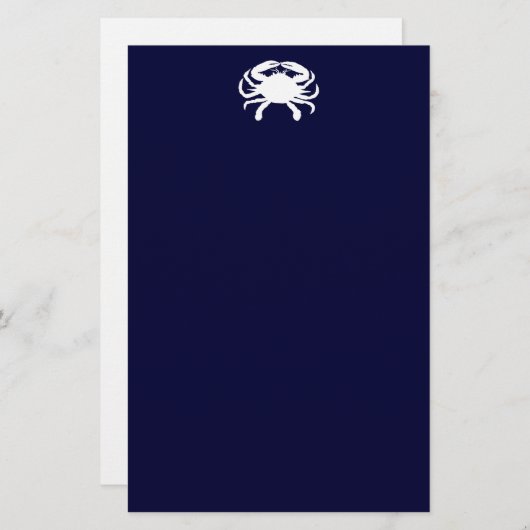 Blauwe en witte krabvorm briefpapier (Voorkant / Achterkant)