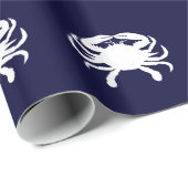 Blauwe en witte krabvorm cadeaupapier (Rol Hoek)
