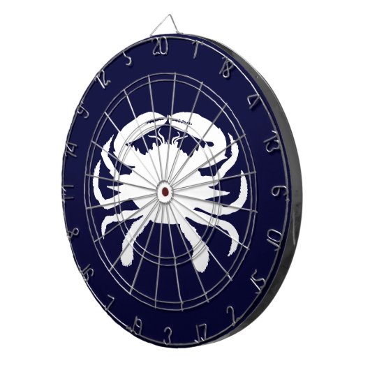 Blauwe en witte krabvorm dartbord (Voorkant Rechts)