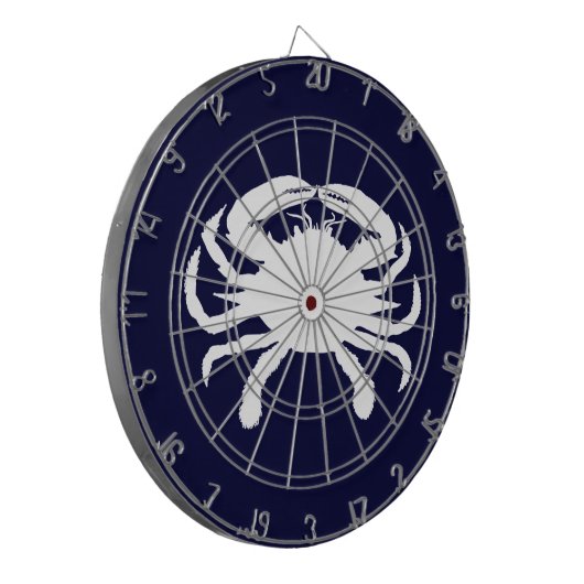 Blauwe en witte krabvorm dartbord (Voorkant Links)
