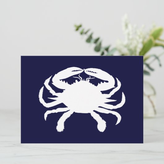 Blauwe en witte krabvorm kaart (Staand voorkant)