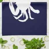 Blauwe en witte krabvorm theedoek (Gevouwen)