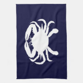 Blauwe en witte krabvorm theedoek (Verticaal)