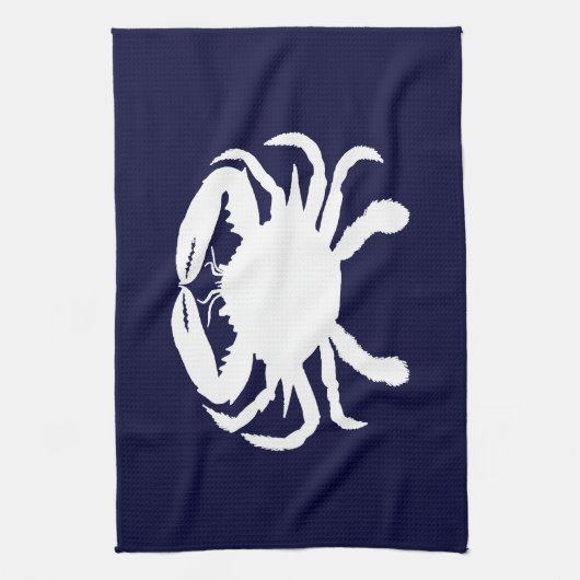 Blauwe en witte krabvorm theedoek (Verticaal)