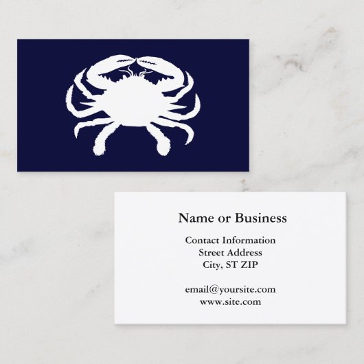 Blauwe en witte krabvorm visitekaartje (Voorkant / Achterkant)