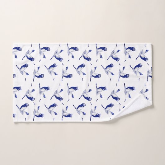 Blauwe en witte kranen bad handdoek (Handdoek)