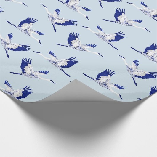 Blauwe en witte kranen cadeaupapier (Hoek)