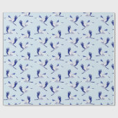 Blauwe en witte kranen cadeaupapier (Vlak)