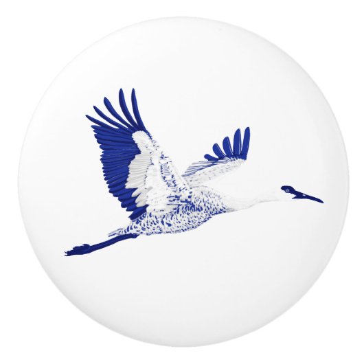 Blauwe en witte kranen keramische knop (Voorkant)