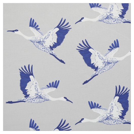 Blauwe en witte kranen stof (Swatch)