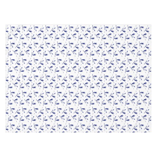 Blauwe en witte kranen tafelkleed (Voorkant (Horizontaal))