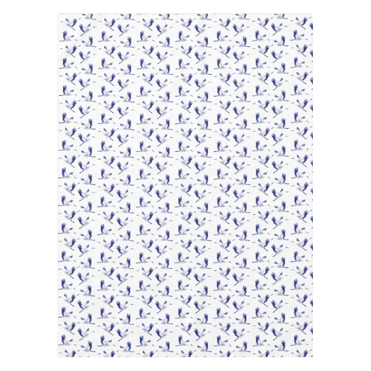 Blauwe en witte kranen tafelkleed (Voorkant)