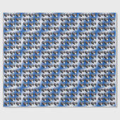 Blauwe en witte kroonkogels, cadeaupapier (Vlak)