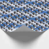 Blauwe en witte kroonkogels, cadeaupapier (Hoek)