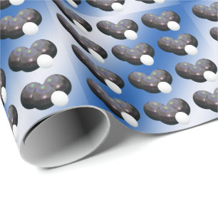 Blauwe en witte kroonkogels, cadeaupapier