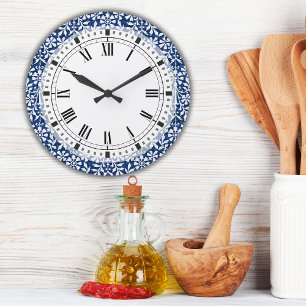 Blauwe en witte kunst en ambachten Grote klok