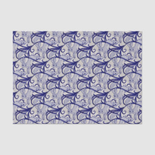 Blauwe en witte kunstwerken Deco Rabbit Tile Gift  Tissuepapier
