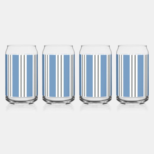 Blauwe en Witte Kuststrepen Blikvorm Glas (Voorkant)