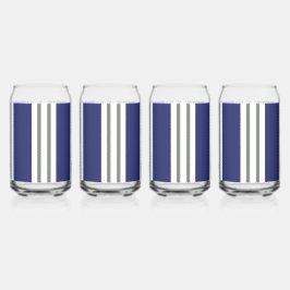 Blauwe en Witte Kuststrepen Blikvorm Glas