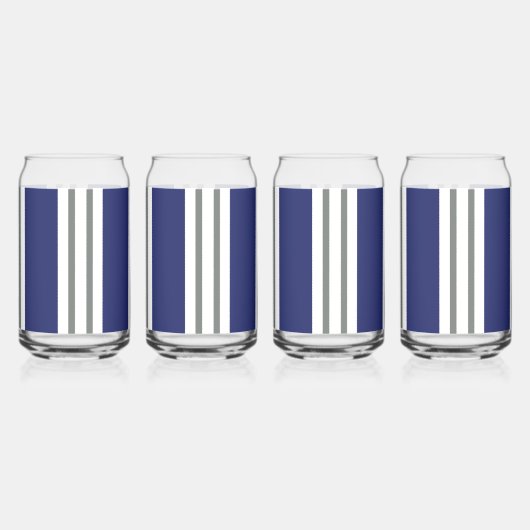 Blauwe en Witte Kuststrepen Blikvorm Glas (Voorkant)