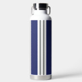 Blauwe en Witte Kuststrepen Waterfles (Voorkant)