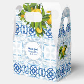 Blauwe en witte Lemon Mediterrane bruiloft Bedankdoosjes (Geopend)