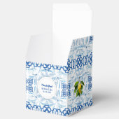 Blauwe en witte Lemon Mediterrane bruiloft Bedankdoosjes (Geopend)