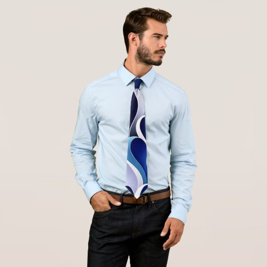 Blauwe en Witte Lint Stropdas (In situ)