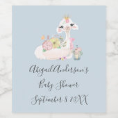 Blauwe en witte Llama Baby Boy baby shower Wijn Etiket (Enkel label)