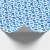 Blauwe en witte, losse waterverf snijwond cadeaupapier (Hoek)