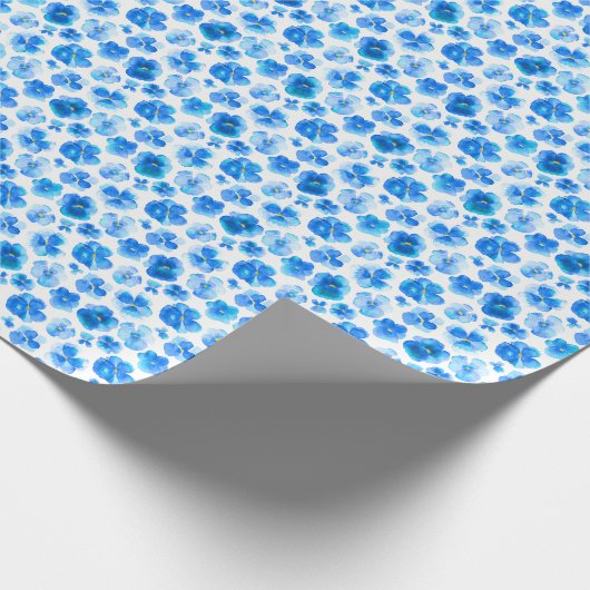 Blauwe en witte, losse waterverf snijwond cadeaupapier (Hoek)