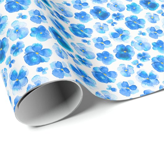 Blauwe en witte, losse waterverf snijwond cadeaupapier (Rol Hoek)