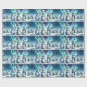 Blauwe en witte Majestic Kerstmis Pinguïns Cadeaupapier (Vlak)