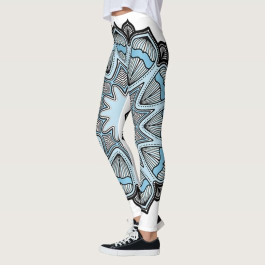 Blauwe en witte Mandala-Leggings Leggings (Links)