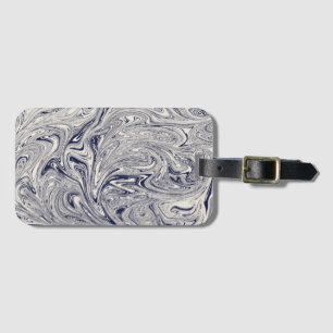 Blauwe en witte marmer bagagelabel