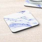 Blauwe en witte marmer bier onderzetter (Linkerzijde)