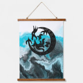 Blauwe en witte marmer Dragon Fluid Art Hangend Wandkleed (Voorkant)