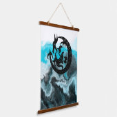 Blauwe en witte marmer Dragon Fluid Art Hangend Wandkleed (Gebogen)