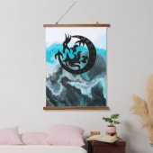 Blauwe en witte marmer Dragon Fluid Art Hangend Wandkleed (Slaapkamer)
